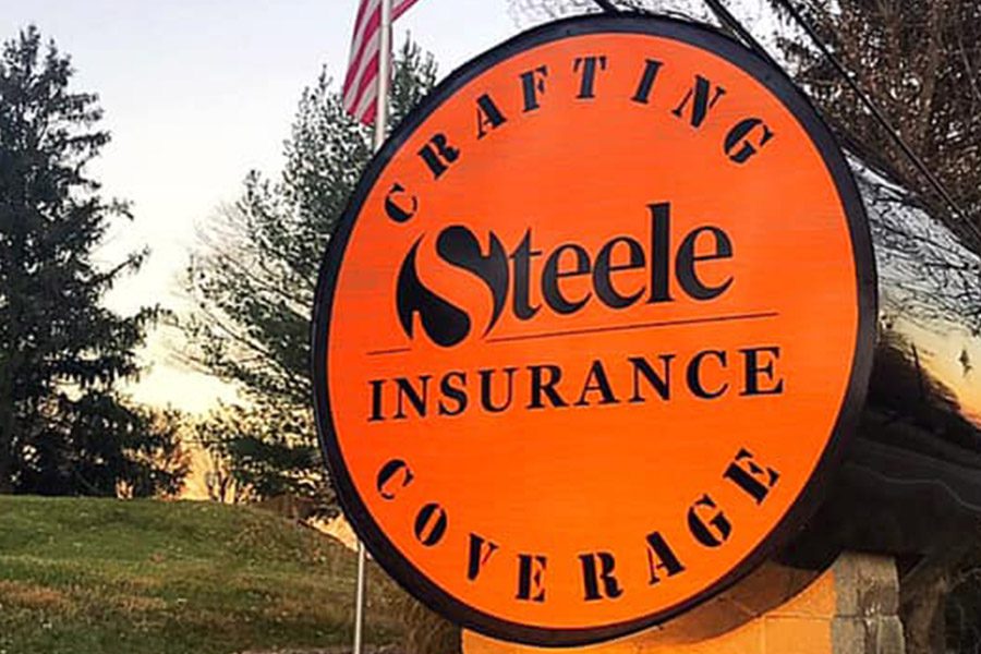 Thank You - View of Steele Insurance Updated Logo Outside Office Building